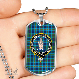 ScottishPlaid Miller # 2 Modern Clan Tartan Dog Tag Necklace - Crest Classic Scottish Plaid Tartan Plaid