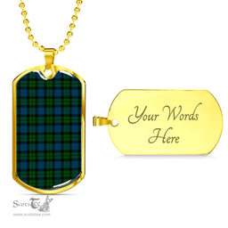 Scottish MacKay Modern Clan Tartan Dog Tag Necklace - Classic Scottish Plaid Tartan Plaid
