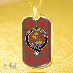 ScottishPlaid MacGregor of Cardney (Gregor of Cardney) Weathered Clan Tartan Dog Tag Necklace - Crest Classic Scottish Plaid Tartan Plaid