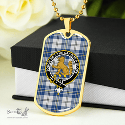ScottishPlaid MacPherson Dress Royal Blue #2 Modern Clan Tartan Dog Tag Necklace - Crest Classic Scottish Plaid Tartan Plaid