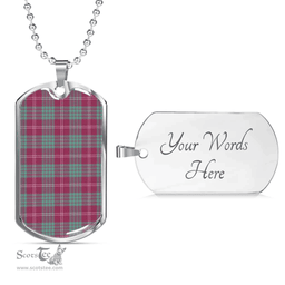 Scottish Crawford Ancient Clan Tartan Dog Tag Necklace - Classic Scottish Plaid Tartan Plaid