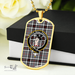 ScottishPlaid Thomson Dress Grey (Thompson Dress Grey) Weathered Clan Tartan Dog Tag Necklace - Crest Classic Scottish Plaid Tartan Plaid