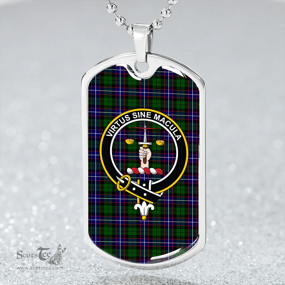 ScottishPlaid Russell Modern Clan Tartan Dog Tag Necklace - Crest Classic Scottish Plaid Tartan Plaid