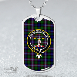 ScottishPlaid Russell Modern Clan Tartan Dog Tag Necklace - Crest Classic Scottish Plaid Tartan Plaid