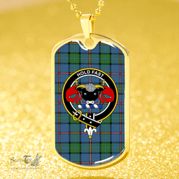 ScottishPlaid MacLeod German Ancient Clan Tartan Dog Tag Necklace - Crest Classic Scottish Plaid Tartan Plaid