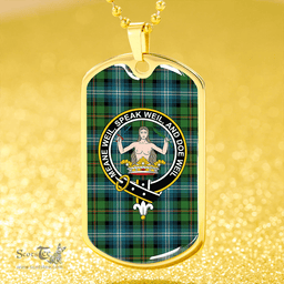 ScottishPlaid Urquhart Ancient Clan Tartan Dog Tag Necklace - Crest Classic Scottish Plaid Tartan Plaid