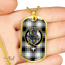 ScottishPlaid MacFie B&W (MacPhee B&W) Ancient Clan Tartan Dog Tag Necklace - Crest Classic Scottish Plaid Tartan Plaid