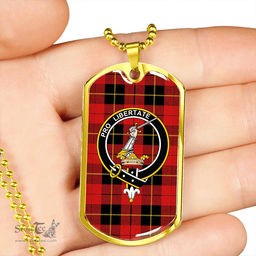 ScottishPlaid Wallace (Wallas) Modern Clan Tartan Dog Tag Necklace - Crest Classic Scottish Plaid Tartan Plaid