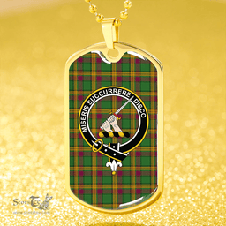 ScottishPlaid MacMillan Ancient (Clans Originaux) Ancient Clan Tartan Dog Tag Necklace - Crest Classic Scottish Plaid Tartan Plaid