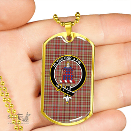 ScottishPlaid Ogilvie of Airlie Weathered Clan Tartan Dog Tag Necklace - Crest Classic Scottish Plaid Tartan Plaid