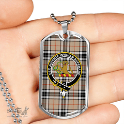 ScottishPlaid Thomson Camel (MacThomas/Thompson Camel) Modern Clan Tartan Dog Tag Necklace - Crest Classic Scottish Plaid Tartan Plaid