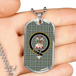 ScottishPlaid Toshach Weathered Clan Tartan Dog Tag Necklace - Crest Classic Scottish Plaid Tartan Plaid