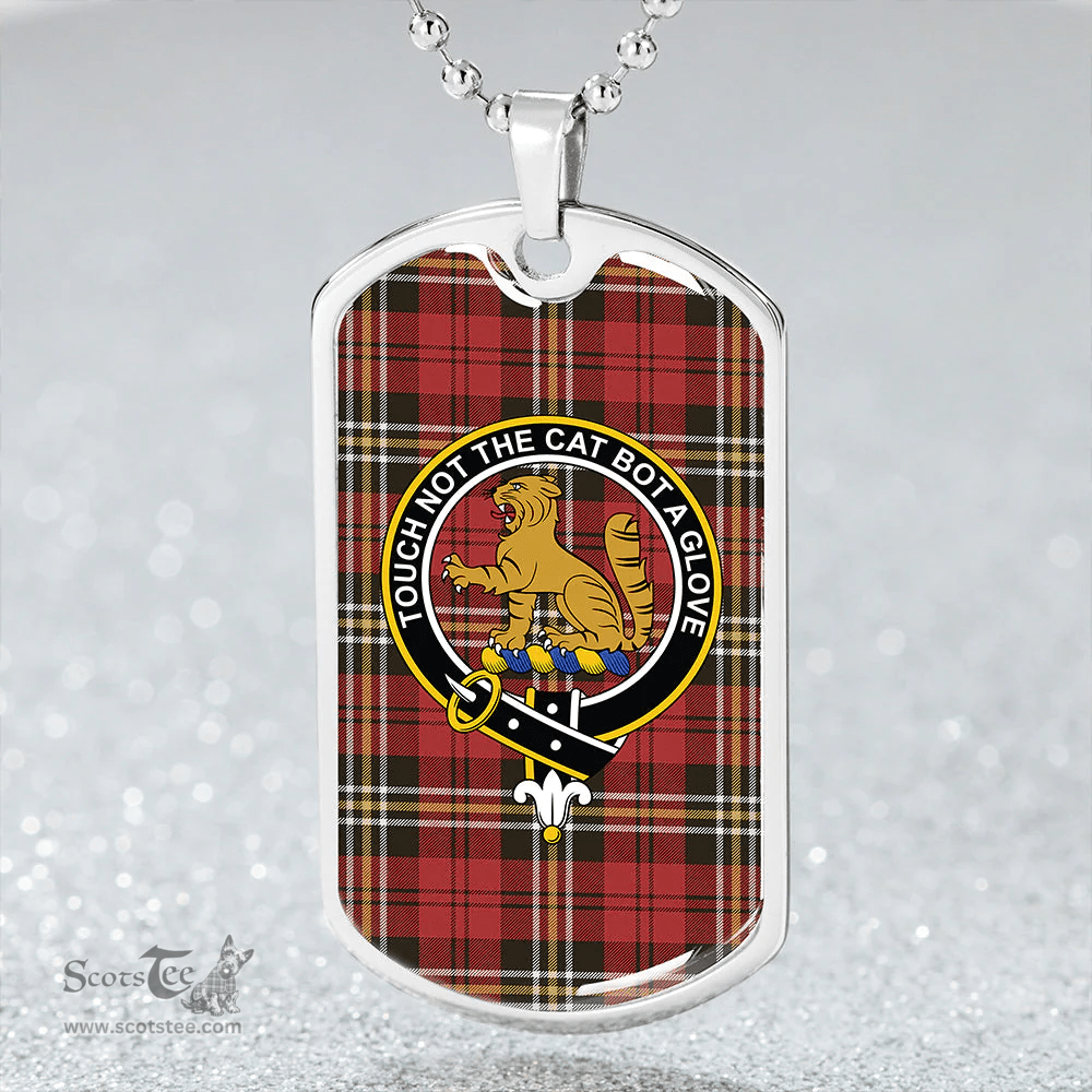 ScottishPlaid MacPherson of Cluny Red Weathered Clan Tartan Dog Tag Necklace - Crest Classic Scottish Plaid Tartan Plaid