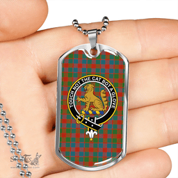 ScottishPlaid MacGowan (Gow) Ancient Clan Tartan Dog Tag Necklace - Crest Classic Scottish Plaid Tartan Plaid