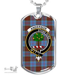 Scottish Anderson Clan Tartan Dog Tag Necklace - Crest Classic Scottish Plaid Tartan Plaid