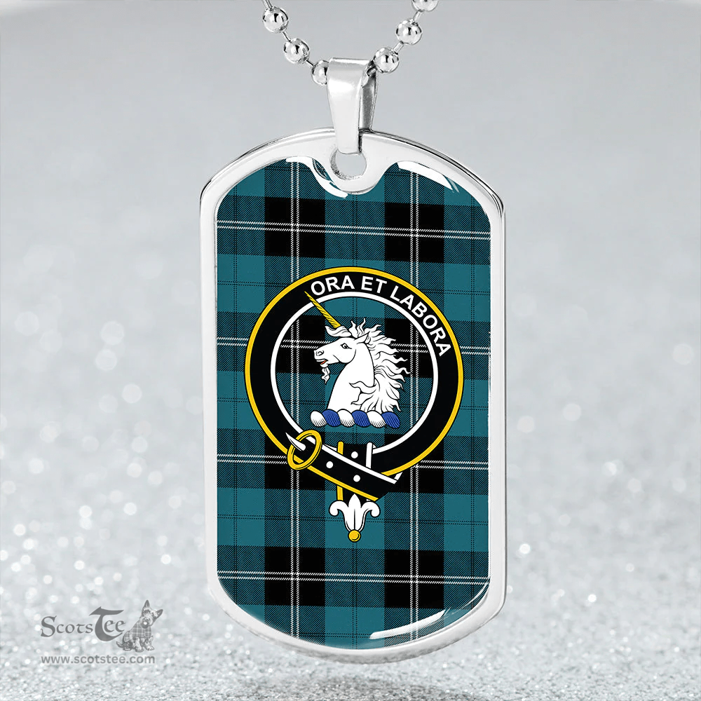 ScottishPlaid Ramsay Blue Ancient Clan Tartan Dog Tag Necklace - Crest Classic Scottish Plaid Tartan Plaid