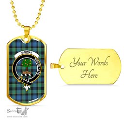 Scottish Mowat (of Inglistoun) Clan Tartan Dog Tag Necklace - Crest Classic Scottish Plaid Tartan Plaid
