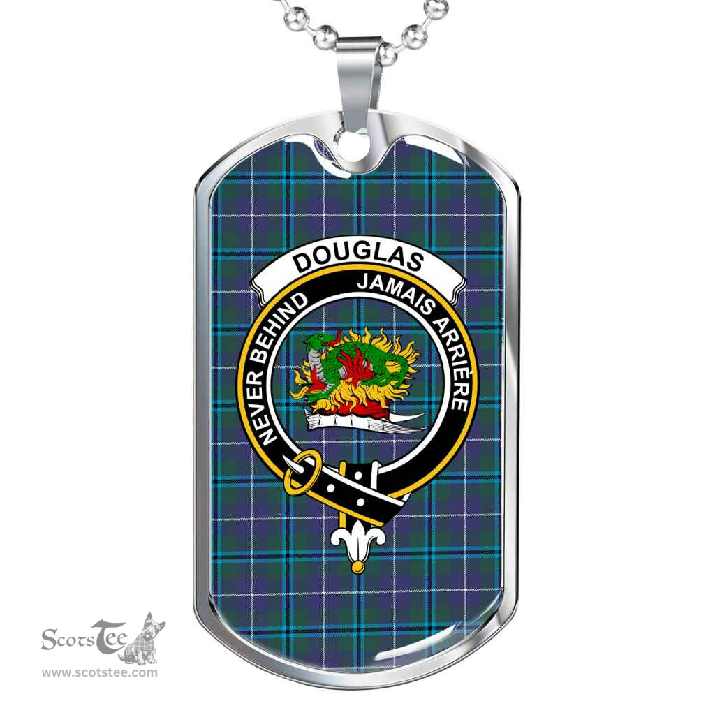 Scottish Douglas Clan Tartan Dog Tag Necklace - Crest Classic Scottish Plaid Tartan Plaid