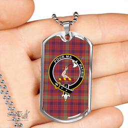 ScottishPlaid MacTier Weathered Clan Tartan Dog Tag Necklace - Crest Classic Scottish Plaid Tartan Plaid