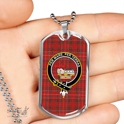 ScottishPlaid MacDonald of Staffa (Donald of Staffa) Modern Clan Tartan Dog Tag Necklace - Crest Classic Scottish Plaid Tartan Plaid