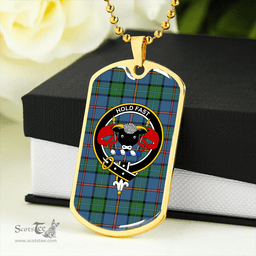 ScottishPlaid MacLeod German Ancient Clan Tartan Dog Tag Necklace - Crest Classic Scottish Plaid Tartan Plaid