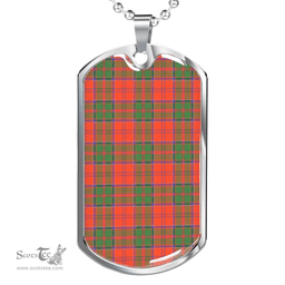 Scottish Grant Ancient Clan Tartan Dog Tag Necklace - Classic Scottish Plaid Tartan Plaid