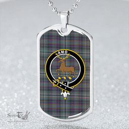 ScottishPlaid Scott Hunting #2 Weathered Clan Tartan Dog Tag Necklace - Crest Classic Scottish Plaid Tartan Plaid