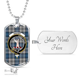 Scottish Napier Clan Tartan Dog Tag Necklace - Crest Classic Scottish Plaid Tartan Plaid