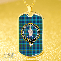 ScottishPlaid Miller # 2 Modern Clan Tartan Dog Tag Necklace - Crest Classic Scottish Plaid Tartan Plaid