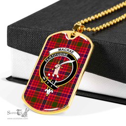 Scottish MacRae Clan Tartan Dog Tag Necklace - Crest Classic Scottish Plaid Tartan Plaid