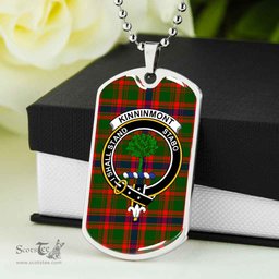 Scottish Kinninmont Clan Tartan Dog Tag Necklace - Crest Classic Scottish Plaid Tartan Plaid