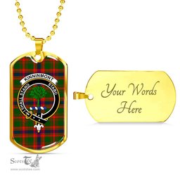 Scottish Kinninmont Clan Tartan Dog Tag Necklace - Crest Classic Scottish Plaid Tartan Plaid