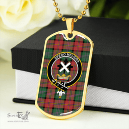 ScottishPlaid Moffat #2 Ancient Clan Tartan Dog Tag Necklace - Crest Classic Scottish Plaid Tartan Plaid