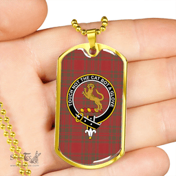 ScottishPlaid MacKintosh Red Weathered Clan Tartan Dog Tag Necklace - Crest Classic Scottish Plaid Tartan Plaid