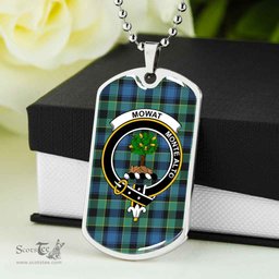 Scottish Mowat (of Inglistoun) Clan Tartan Dog Tag Necklace - Crest Classic Scottish Plaid Tartan Plaid