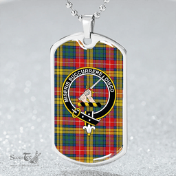 ScottishPlaid MacMillan #2 Modern Clan Tartan Dog Tag Necklace - Crest Classic Scottish Plaid Tartan Plaid