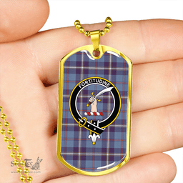 ScottishPlaid MacRae of America Weathered Clan Tartan Dog Tag Necklace - Crest Classic Scottish Plaid Tartan Plaid