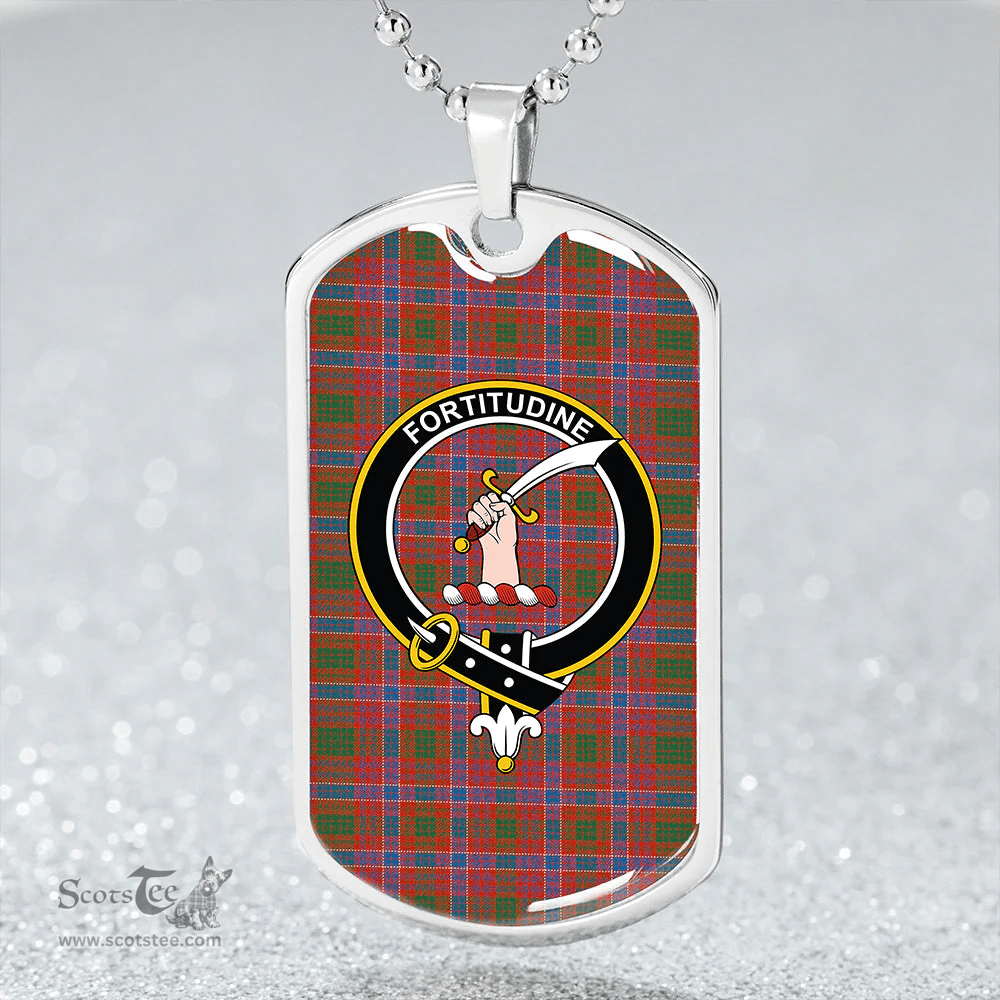 ScottishPlaid MacRae Ancient Clan Tartan Dog Tag Necklace - Crest Classic Scottish Plaid Tartan Plaid