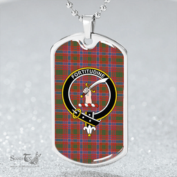 ScottishPlaid MacRae Ancient Clan Tartan Dog Tag Necklace - Crest Classic Scottish Plaid Tartan Plaid