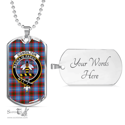 Scottish Congilton Clan Tartan Dog Tag Necklace - Crest Classic Scottish Plaid Tartan Plaid