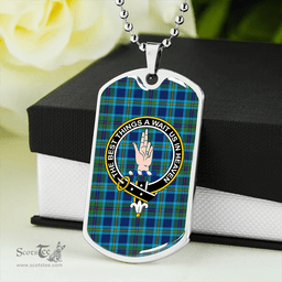 ScottishPlaid Miller # 2 Modern Clan Tartan Dog Tag Necklace - Crest Classic Scottish Plaid Tartan Plaid