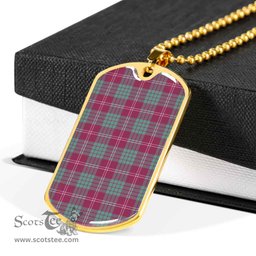 Scottish Crawford Ancient Clan Tartan Dog Tag Necklace - Classic Scottish Plaid Tartan Plaid