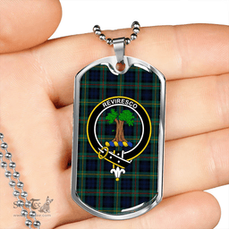 ScottishPlaid MacEwan (Clans Originaux) Modern Clan Tartan Dog Tag Necklace - Crest Classic Scottish Plaid Tartan Plaid