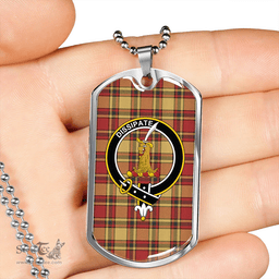 ScottishPlaid Scrimgeour of Glassary Weathered Clan Tartan Dog Tag Necklace - Crest Classic Scottish Plaid Tartan Plaid