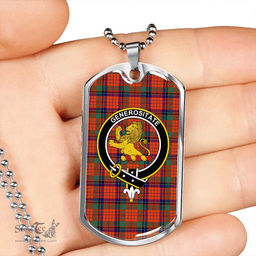 ScottishPlaid Nicolson Ancient Clan Tartan Dog Tag Necklace - Crest Classic Scottish Plaid Tartan Plaid