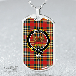 ScottishPlaid MacGill Modern Clan Tartan Dog Tag Necklace - Crest Classic Scottish Plaid Tartan Plaid