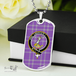 ScottishPlaid Wallace High School (Wallas High School) Ancient Clan Tartan Dog Tag Necklace - Crest Classic Scottish Plaid Tartan Plaid