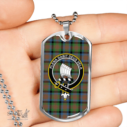 ScottishPlaid Tennant Ancient Clan Tartan Dog Tag Necklace - Crest Classic Scottish Plaid Tartan Plaid