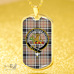 ScottishPlaid Thomson Camel (MacThomas/Thompson Camel) Modern Clan Tartan Dog Tag Necklace - Crest Classic Scottish Plaid Tartan Plaid