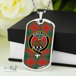 ScottishPlaid MacPhail Blue bands Ancient Clan Tartan Dog Tag Necklace - Crest Classic Scottish Plaid Tartan Plaid
